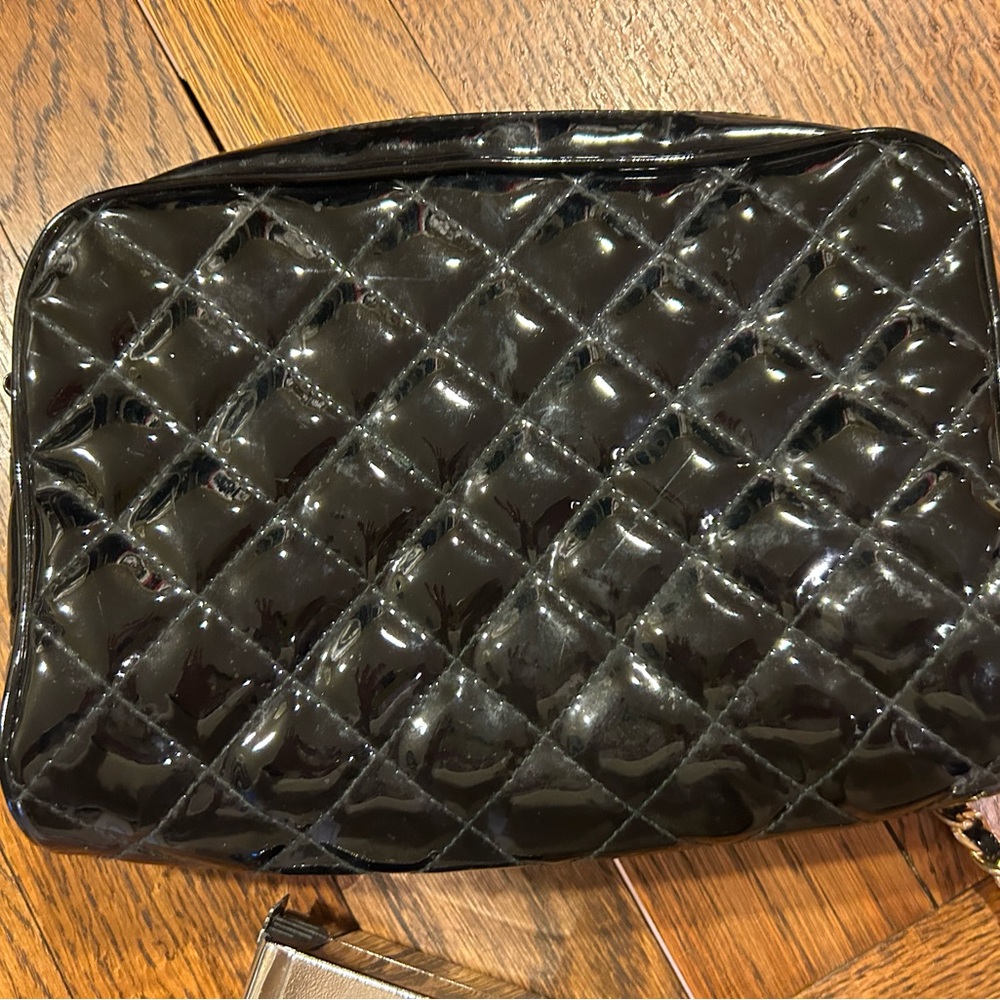 Jennifer Moore Patent bag gold woven strap